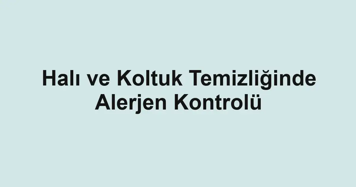Halı ve Koltuk Temizliğinde Alerjen Kontrolü