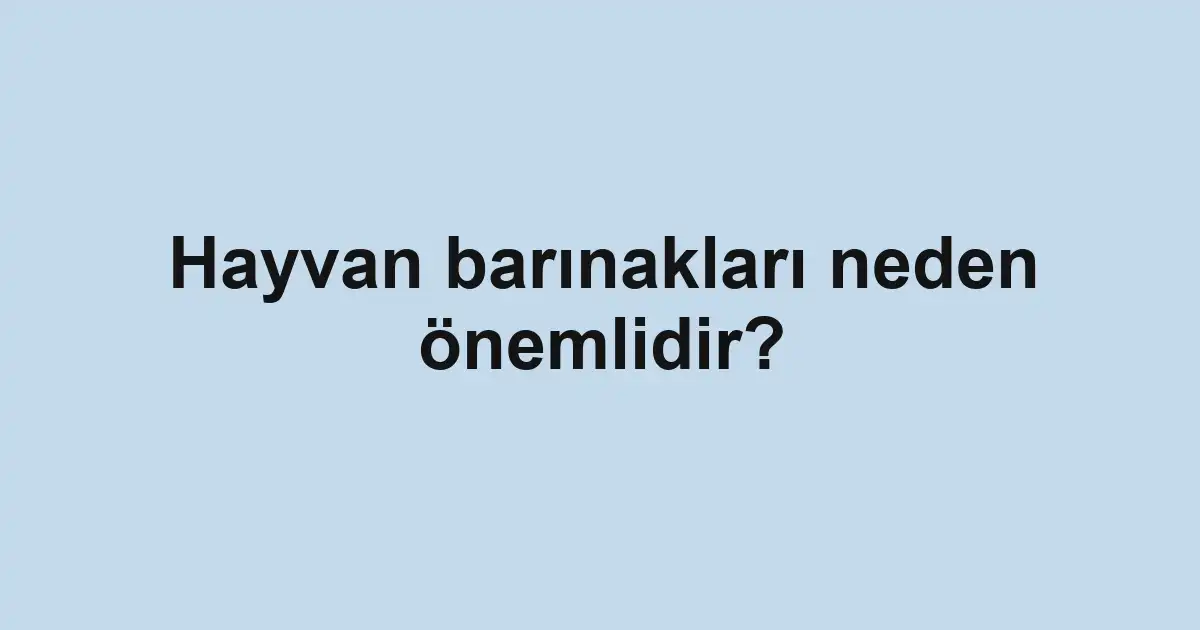 Hayvan barınakları neden önemlidir?