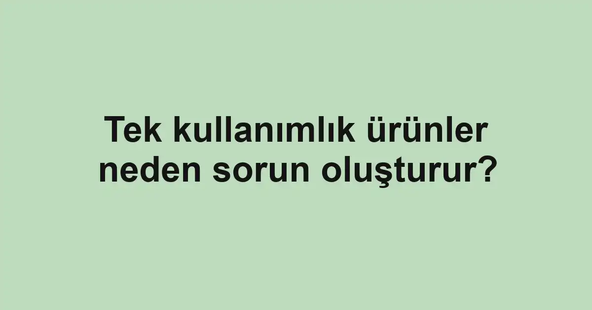 Tek kullanımlık ürünler neden sorun oluşturur?