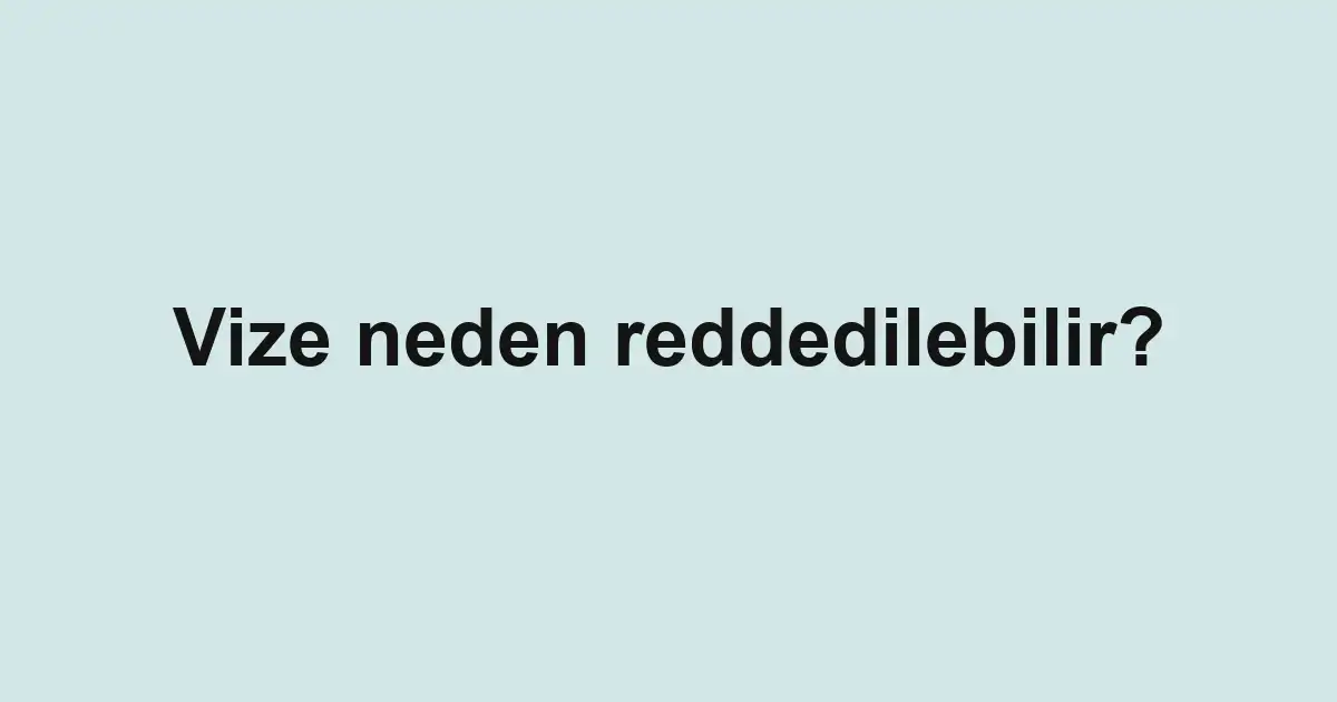 Vize neden reddedilebilir?